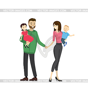 Happy family - father, mother,daughter,son - vector image