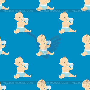 Бесшовный фон с новорожденным ребенком - векторное изображение клипарта