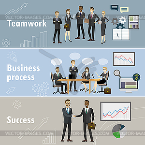 Business banner,Three themes - teamwork, business - vector image