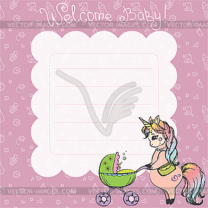 Newborn Background with place for text and unicorn - vector clip art