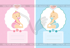 Cartoon cute baby cards, background template - vector clipart