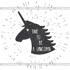 Unicorn Silhouette and inscription - white & black vector clipart