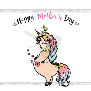 Pregnant unicorn lady, - vector image