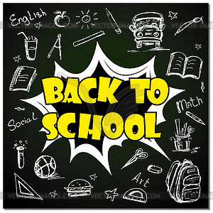 Comic pop art text - back to school background - vector clip art