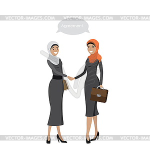 Handshake of Arab Business women, , - vector image