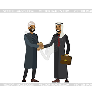 Handshake of Arab businessmen and politicians - vector image