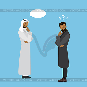 Arabic people characters, on blue background, - vector clip art