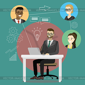 Online meeting or discussion using web applications - vector clipart