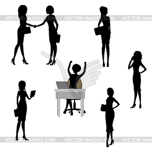 Set of Business woman silhouettes, - vector clipart / vector image