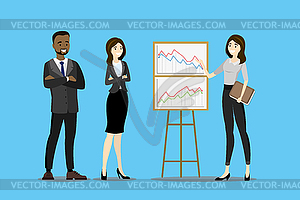 Cartoon business team,presentation or report - vector clipart