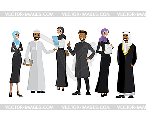 Arabic business team,cartoon business people - vector clip art