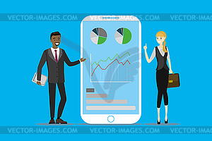 Business consulting with mobile phone,cartoon - vector clipart