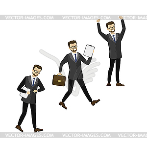 Three caucasian businessmen in different poses - vector image