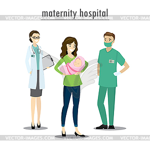 Родильный дом, врач, медсестра и женщина с - клипарт в векторе / векторное изображение