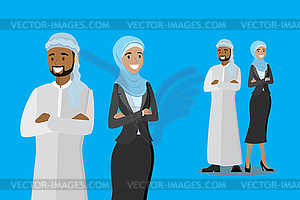 Couple of muslim people,smile male and female, - vector image