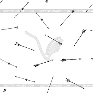 Doodle arrows seamless pattern - vector clipart