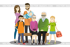 Big cartoon family - vector image