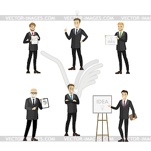 Successful Businessmen in different poses - vector image