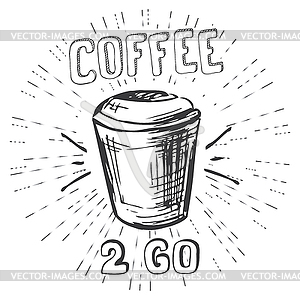 Coffee to go, doodle background or banner - vector clipart