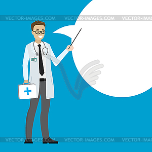 Cartoon doctor with speech bubble - royalty-free vector image