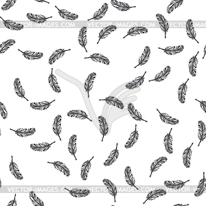 Feathers seamless pattern, - vector clipart