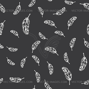 White feathers seamless pattern - vector image