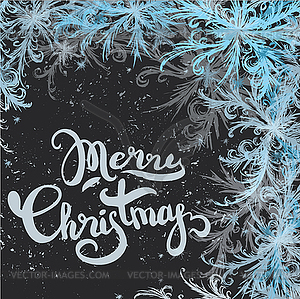 Merry christmas lettering,winter background - vector clip art