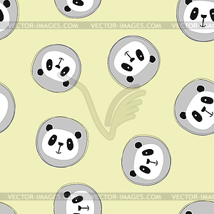 Cute doodle panda seamless pattern - vector clip art