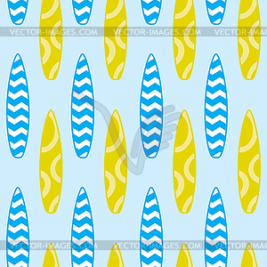 Seamless pattern with colored surfboards - vector image