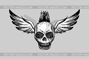 Skull with wings, logo,tattoo or icon, - vector clipart