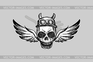 Scary skull with wings, logo,tattoo or icon - stock vector clipart