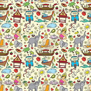 Thailand seamless pattern - vector clipart