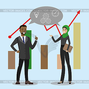 Businessman and business woman different nation - vector clip art