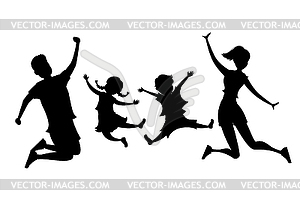 Jumping family silhouette - vector image