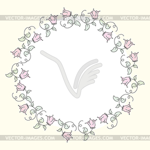 Cute Doodle circle floral frame - vector image