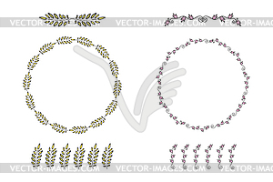 Two Floral circle frame and flourish divider - vector clipart