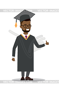 Happy african american male graduate in cloak and - vector image