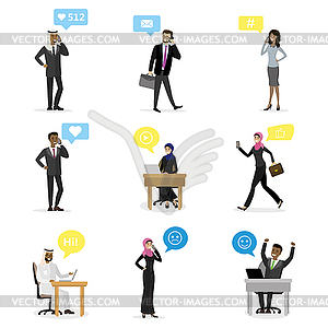 Set of fashion and business people with smart - vector image