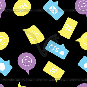 Seamless pattern with different chat symbols, - vector clip art