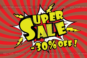 Super sale pricetag in comic pop art style - vector image