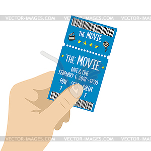 Hand holding cinema ticket, background - stock vector clipart