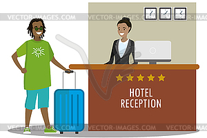 Young african american woman receptionist and - vector image