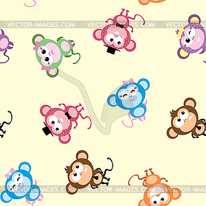 Funny Monkeys seamless pattern,cute wild animals, - vector image