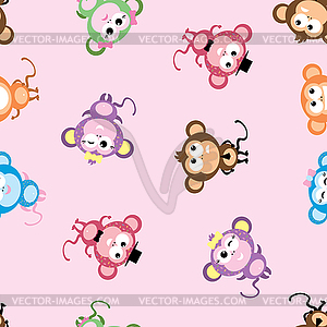 Funny Monkeys seamless pattern,cute wild animals, - vector clipart