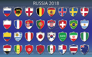 Icons flags of participating countries 2018, - vector image