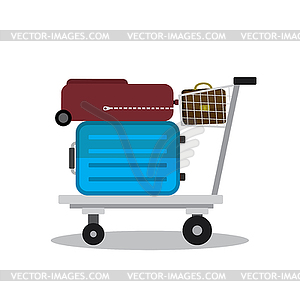 Airport trolley with suitcases and bag - vector clipart