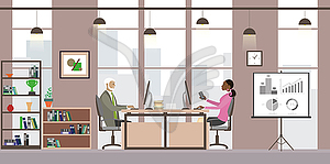 Business people in modern office,Cartoon office - vector image