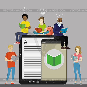 Learning process,smart gadgets for reading, - vector clipart