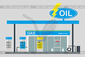 Gas station and supermarket - vector clip art