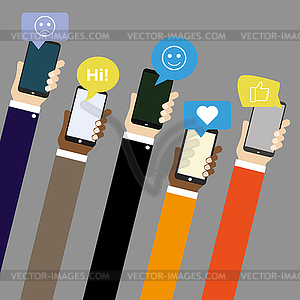 Mobile applications with social network chat - vector clip art